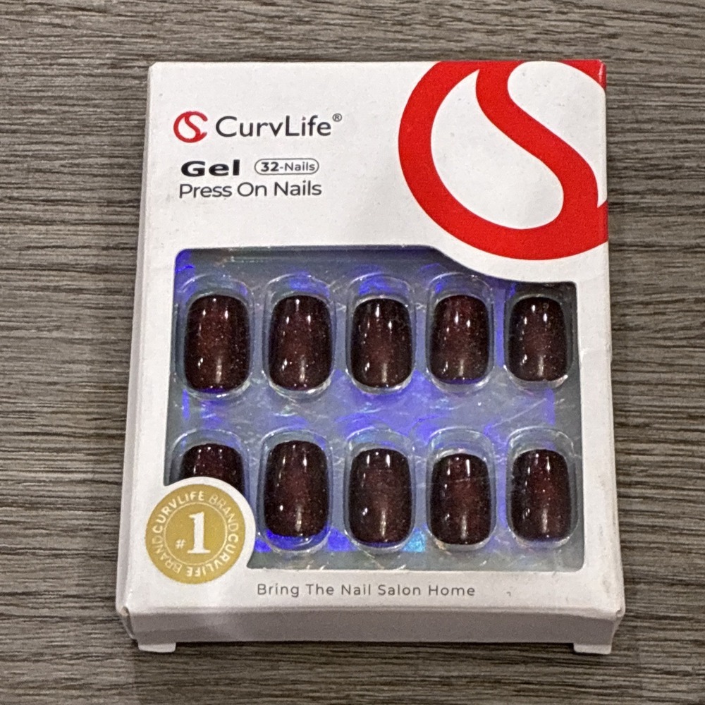 Curvlife Press on Nails Soft Gel Short Fake Nails  Rounded Square Brown Glitter